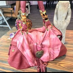 Genuine Sharif Leather Tie Dye Tassels Boho Purse